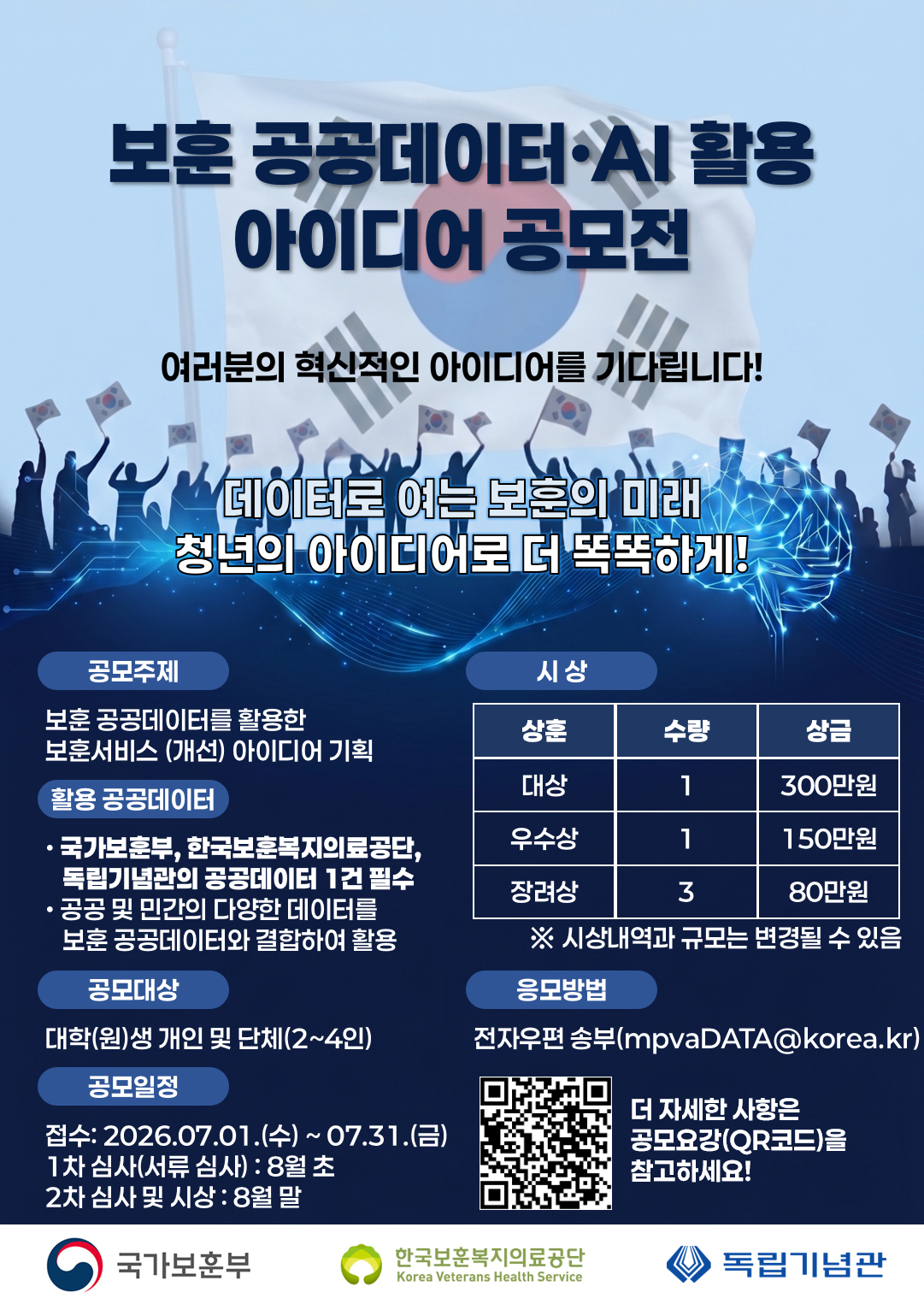 2026년 보훈 공공데이터·AI 활용 아이디어 공모전 포스터(최종)