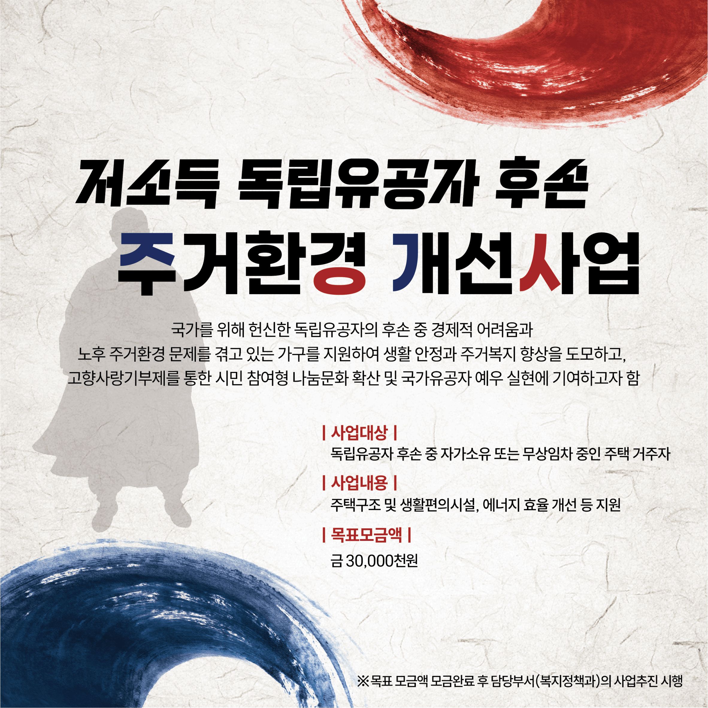 시안(저소득 독립유공자 후손 주거환경 개선사업 개요이미지)