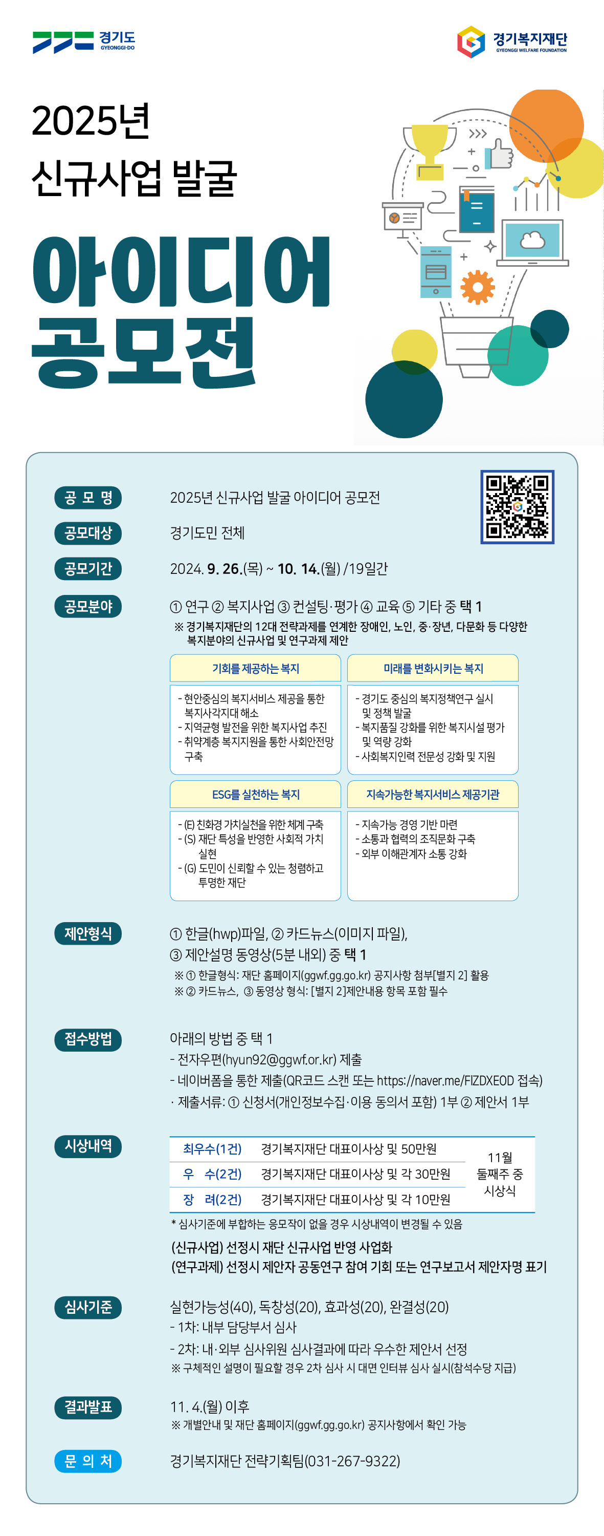 신규사업 발굴 아이디어 공모전 포스터 1부