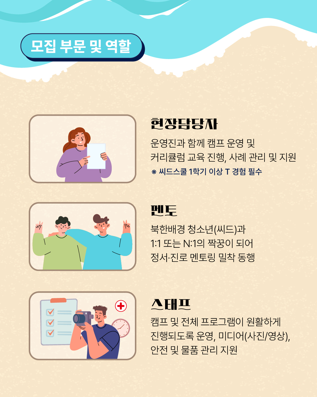 북한배경 청소년 진로·정서 멘토링 캠프 ‘상상캠프’  대학생 교육봉사자 및 현장담당자 모집 카드뉴스 (2)